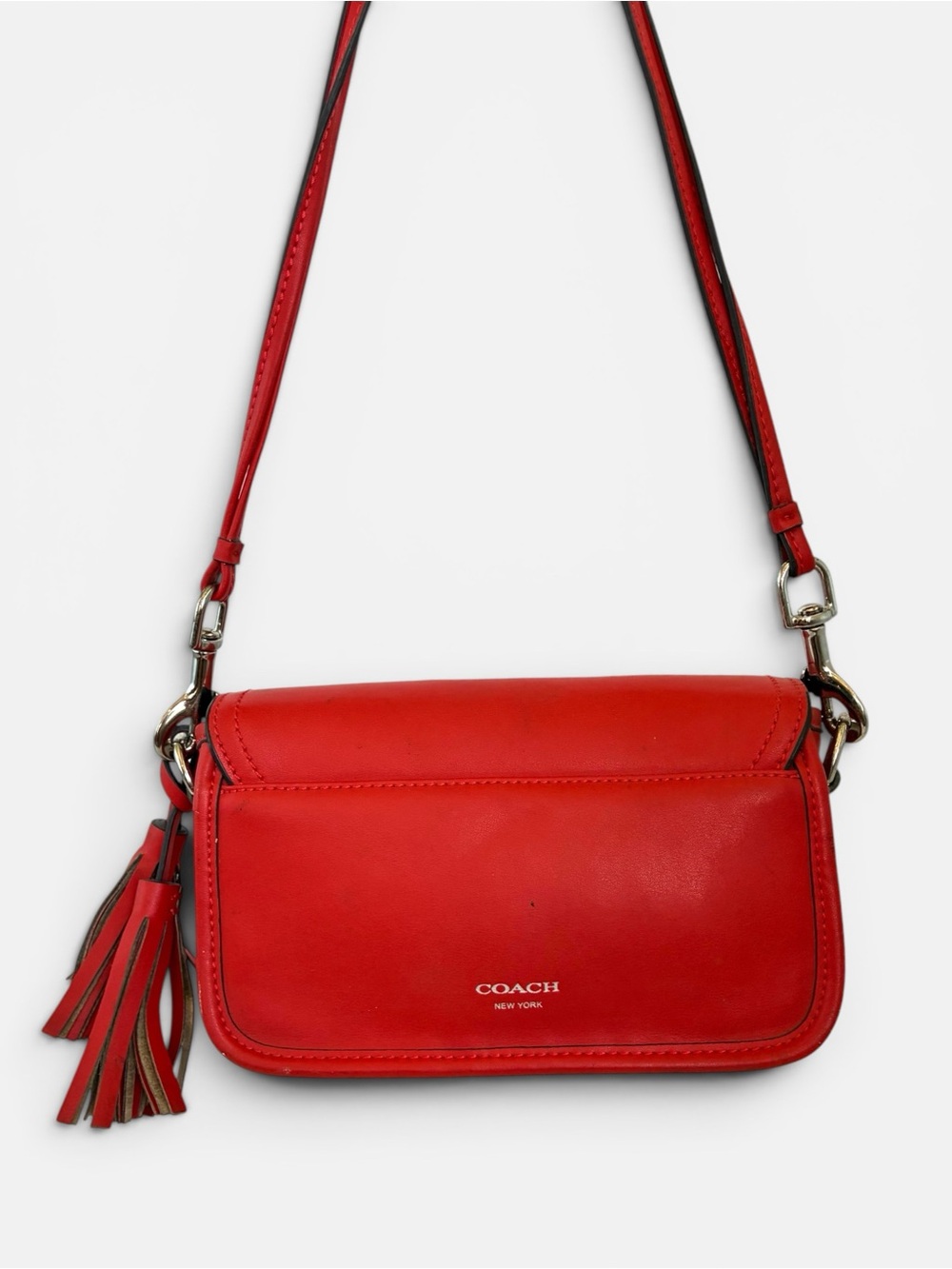 Coach Red Leather Crossbody with Tassel Charm - Picture 2 of 10